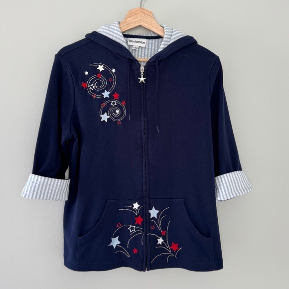Breckendrige‎ Navy Blue Star Zip-Up Jacket - Picture 1 of 10